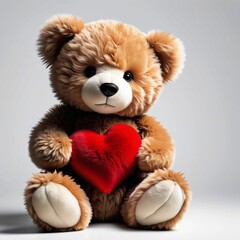 Obraz premium A teddy bear is holding a red heart