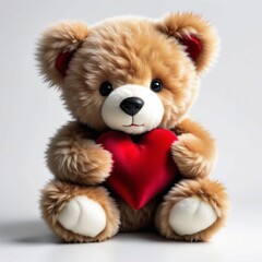 Obraz premium A teddy bear is holding a red heart