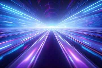 Obraz premium Dark tunnel with glowing lighting, abstract technology speed concept 3D rendering