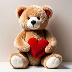 Obraz premium A teddy bear is holding a red heart