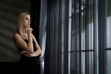 Young woman with critical depression and anxiety disorder from loneliness, mental sickness, or...