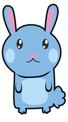 Cartoon vector or illustration of cute little rabbit blue color. on isolated white background for textured.