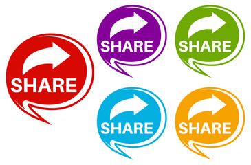 set vector Illustration share Label. sharing sing modern social media Element template design