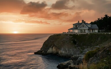 house on the beach and ocean photo sea background