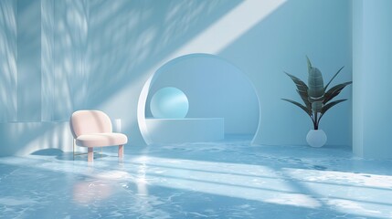 blue background, abstract wall studio room, can be used to present your product. 