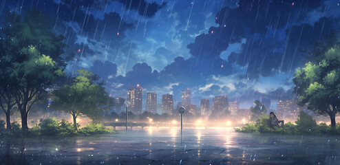 Fototapeta premium Beautiful rainy season scenery.
