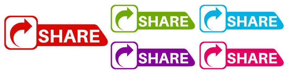 set vector Illustration share Label. sharing sing modern social media Element template design