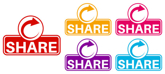 set trendy colorful share labels icon. share sign social  media template design vector illustration
