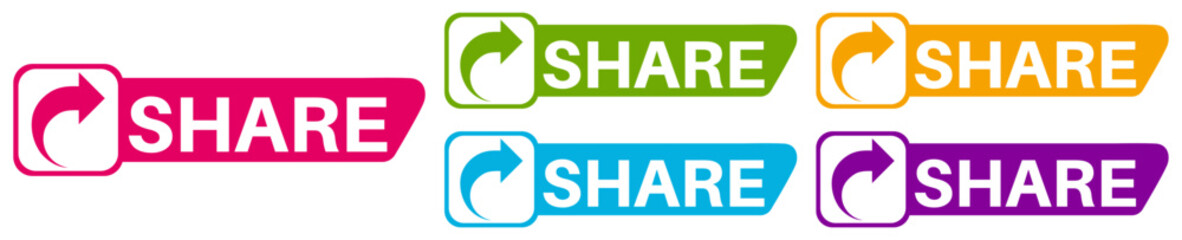 set trendy colorful share labels icon. share sign social  media template design vector illustration