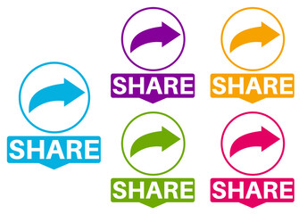set trendy colorful share labels icon. share sign social  media template design vector illustration