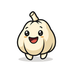 cute garlic cartoon character vector illustration template design
