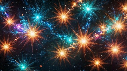 Fototapeta premium Abstract Starburst with Glowing Lights and Glittering Particles