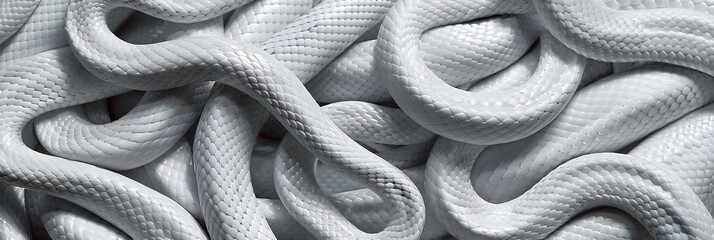 Banner with a snake with iridescent glowing skin. 