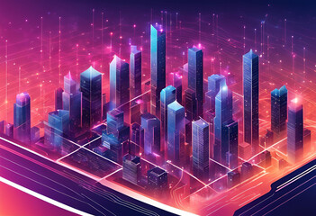 A city aglow with lights and connected lines, reflecting advanced data connectivity and modern infrastructure.