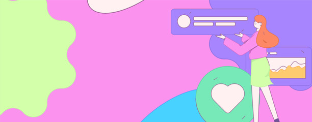 Flat vector illustration of business people operating work scene
