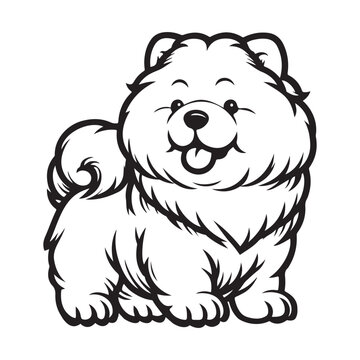 recommend clip art: Line art of chow chow dog smiling vector