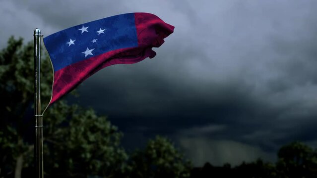 waving Samoa flag for any holiday on dark storm cumulus