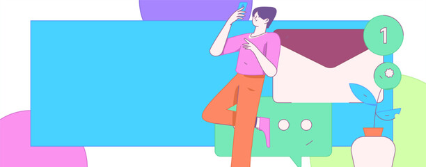 Flat vector illustration of business people operating work scene
