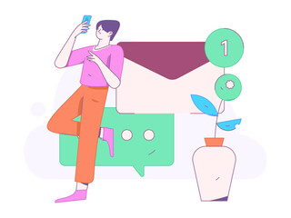 Flat vector illustration of business people operating work scene
