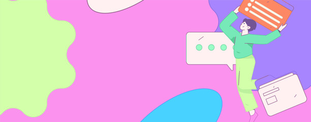 Flat vector illustration of business people operating work scene
