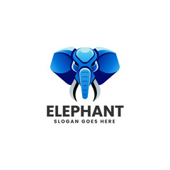Vector Logo Illustration Elephant Gradient Colorful Style