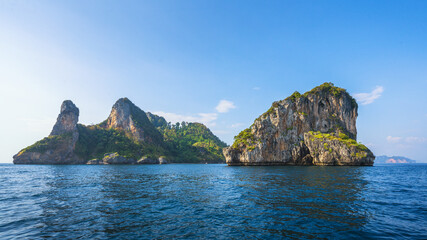 longtail boat trip to ko poda and chicken island in krabi in thailand