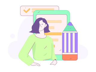 Flat vector illustration of business people operating work scene
