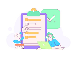 Flat vector illustration of business people operating work scene
