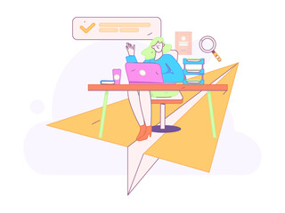 Flat vector illustration of business people operating work scene
