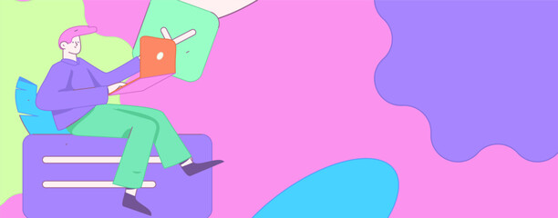 Flat vector illustration of business people operating work scene
