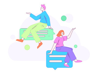 Flat vector illustration of business people operating work scene
