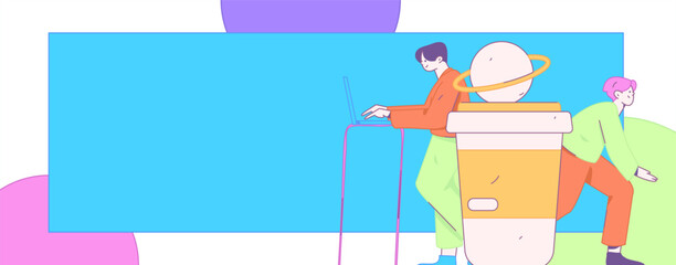 Flat vector illustration of business people operating work scene
