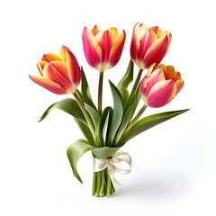Fototapeta premium beautiful tulip Flower bouquet for wedding, isolated on white background