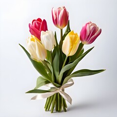 Naklejka premium beautiful tulip Flower bouquet for wedding, isolated on white background