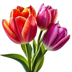 Naklejka premium beautiful tulip Flower bouquet for wedding, isolated on white background