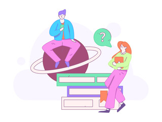 Flat vector illustration of business people operating work scene
