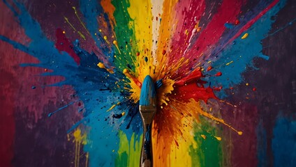  A world where colorful paint possesses magical properties, granting anyone who touches it the ability to bring their wildest dreams to life on canvas ai-generated