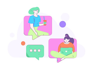 Flat vector illustration of business people operating work scene
