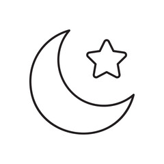 Moon And Star icon design with white background stock illustration