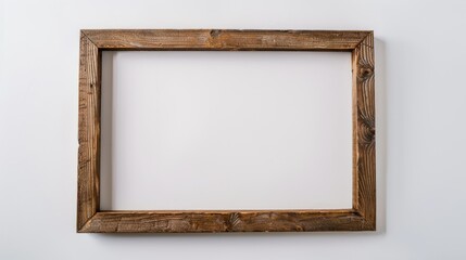 Minimalistic Mockup of Large Wooden Frame on White Background