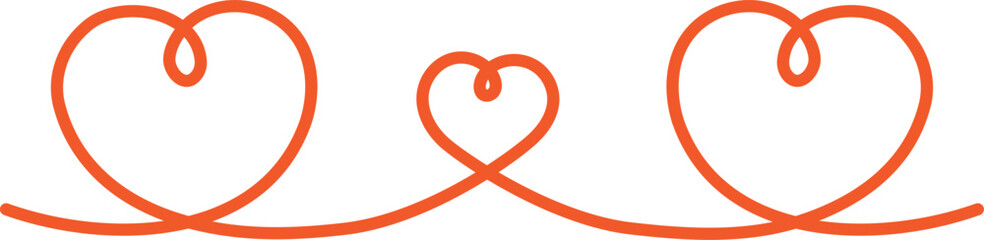 親子のようなシンプルな赤いハートのラインフレーム