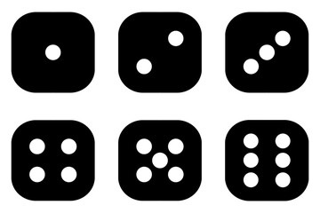 set of dice icon from number one to six isolated on white and transparent background. black dice icon flat style vector illustration