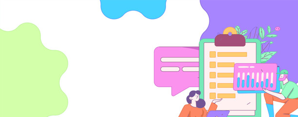 Flat vector illustration of business people operating work scene
