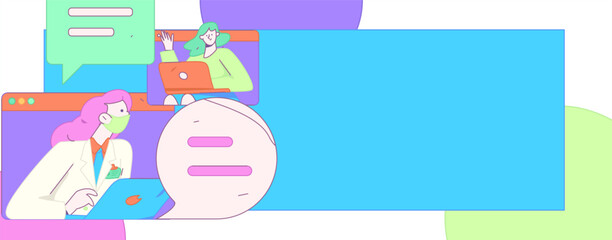 Flat vector illustration of business people operating work scene
