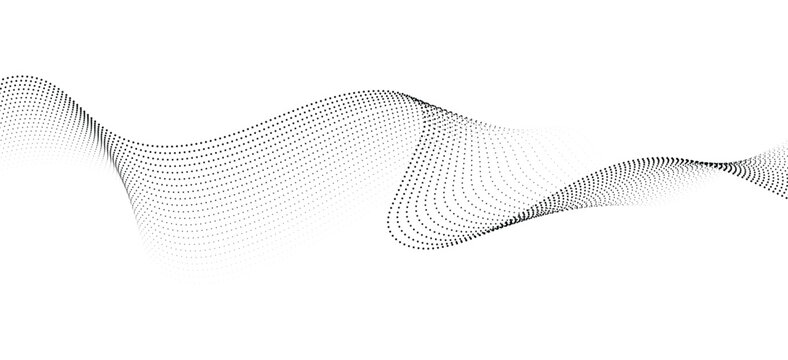 smooth flowing wave dots halftone lines dynamic blue purple pink gradient isolated on transparent background concept of technology, digital, communication, science, music vector illustration