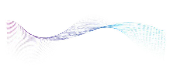smooth flowing wave dots halftone lines dynamic blue purple pink gradient isolated on transparent background concept of technology, digital, communication, science, music vector illustration