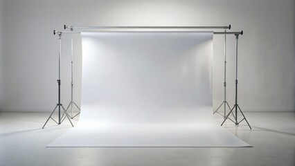 Minimalist white studio backdrop with subtle gradient and soft shadows, ideal for showcasing products, objects, or 3d rendered designs in a clean and neutral environment. 