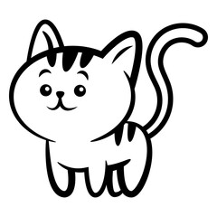 Cute kitten cartoon character. best for icon, logo, outline, and coloring book with pet themes