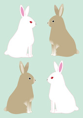 かわいい２色のウサギのイラストセット