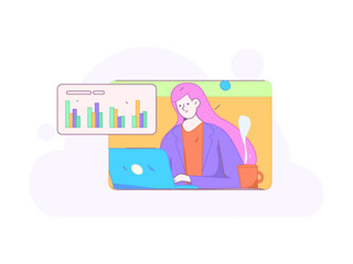 Flat vector illustration of business people operating work scene
